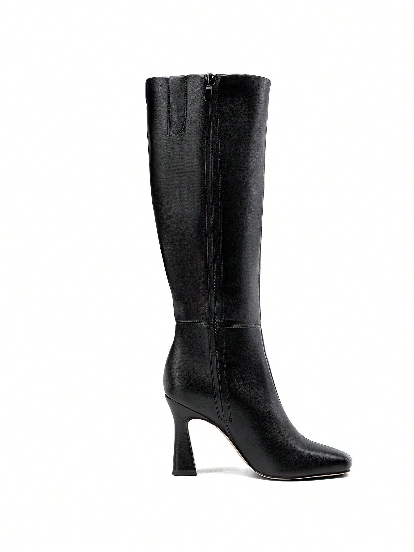 Women's Square Heel Knee-High Black Boots