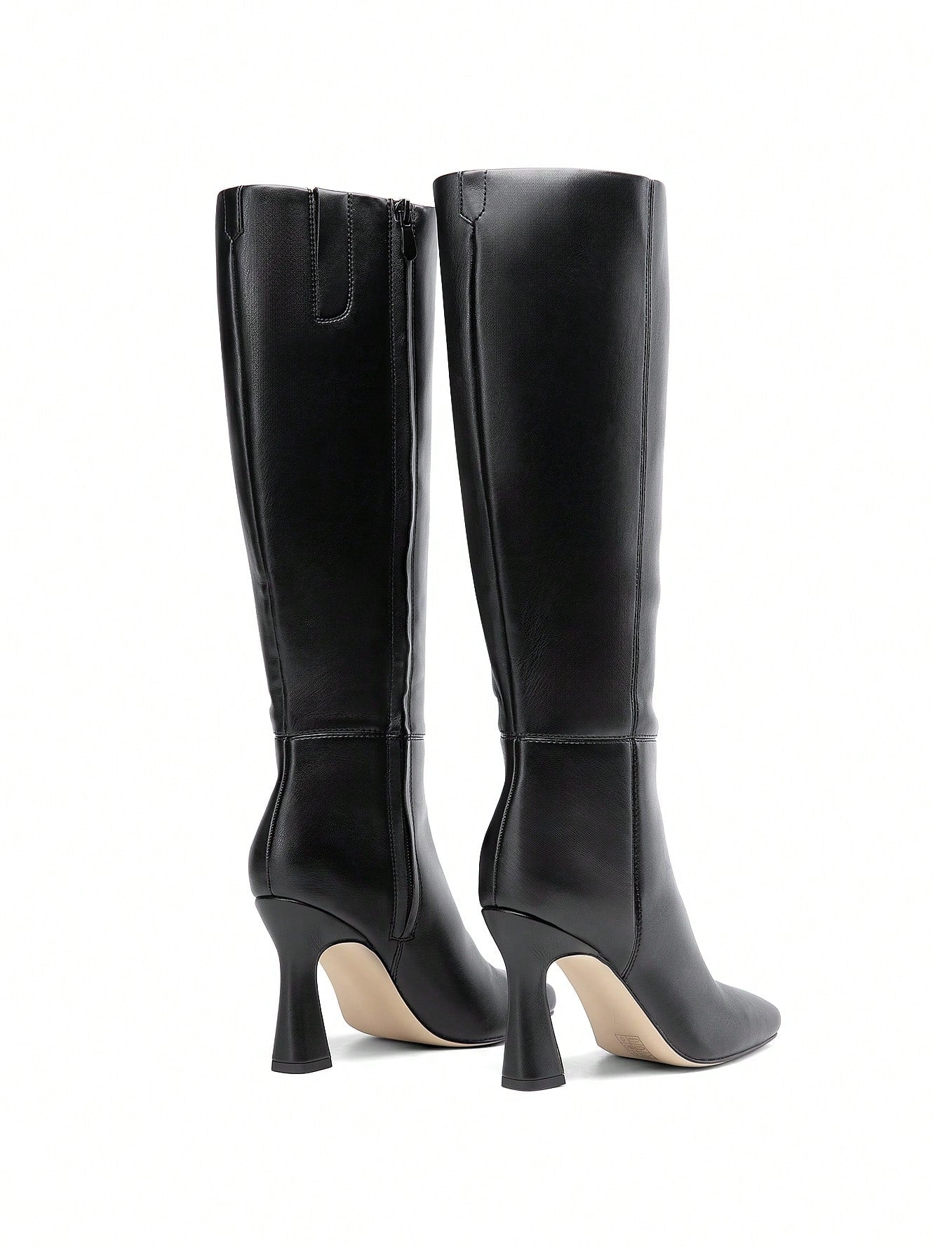 Women's Square Heel Knee-High Black Boots