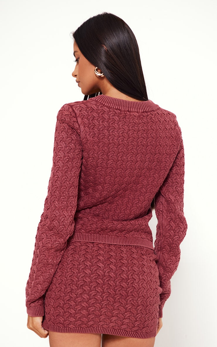 Petite Dark Red Cable Knit Jacket