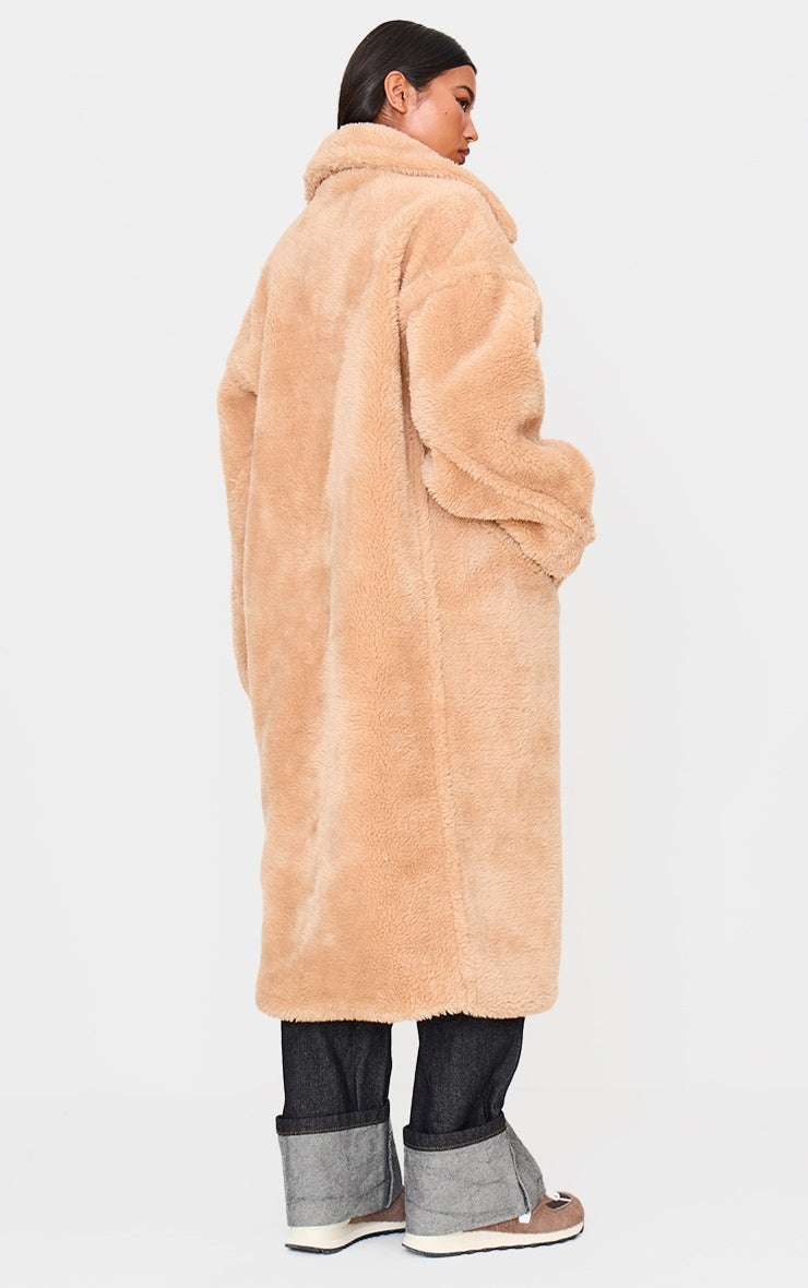 Caramel Plush Teddy Maxi Coat