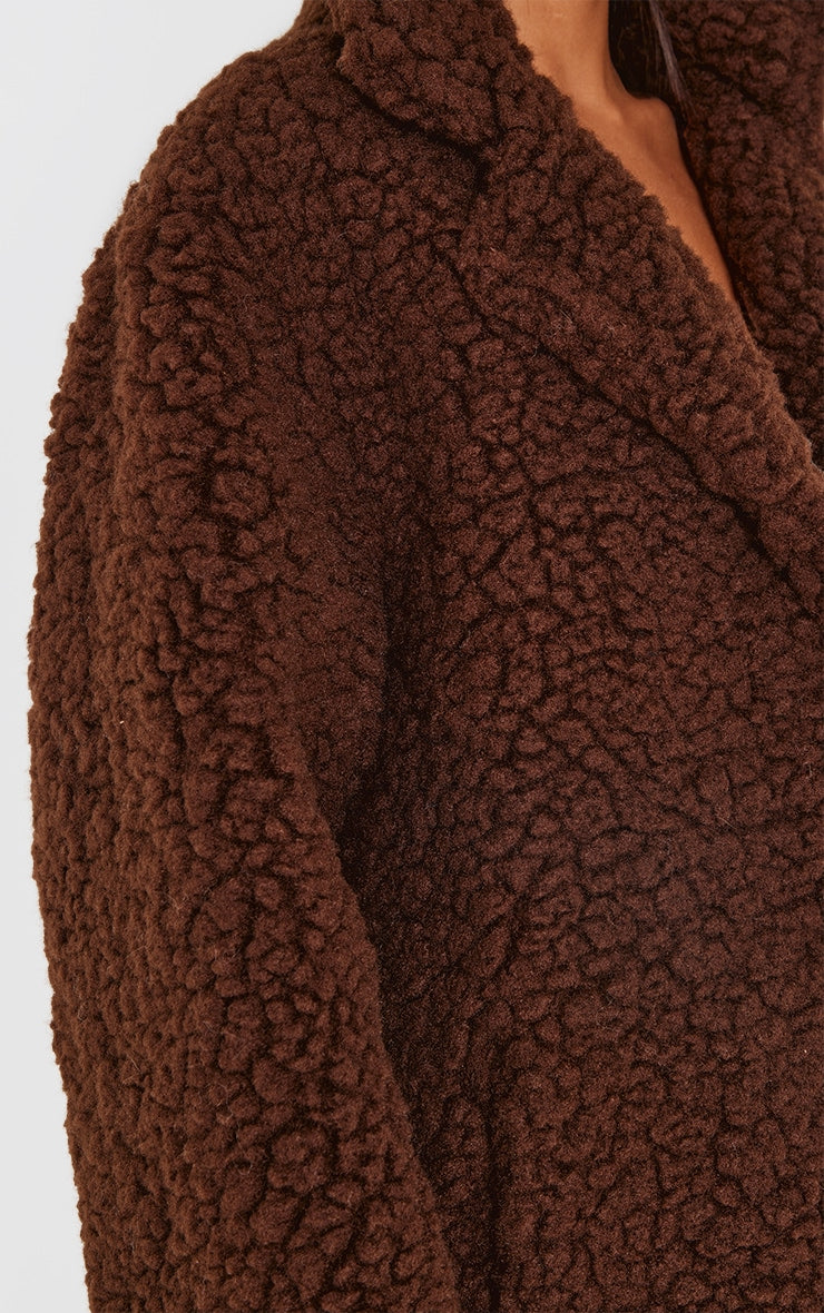 Chocolate Plush Borg Maxi Coat