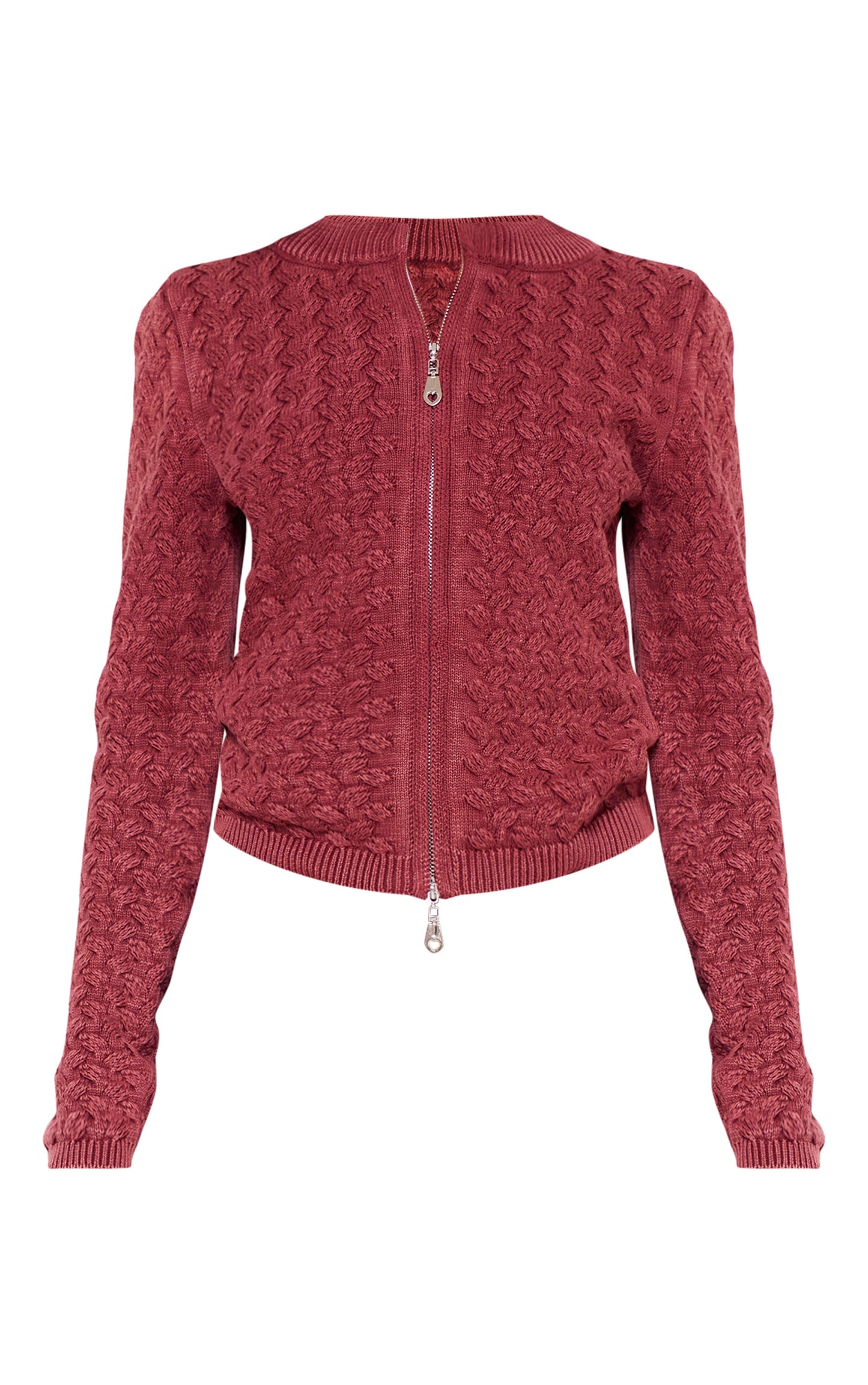 Petite Dark Red Cable Knit Jacket